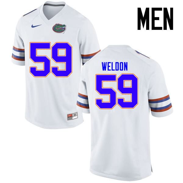 NCAA Florida Gators Danny Weldon Men's #59 Nike White Stitched Authentic College Football Jersey FJY7464UM